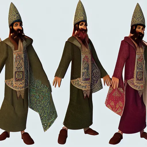 Prompt: sufi figures in the style of maud ventours behance hd octane render