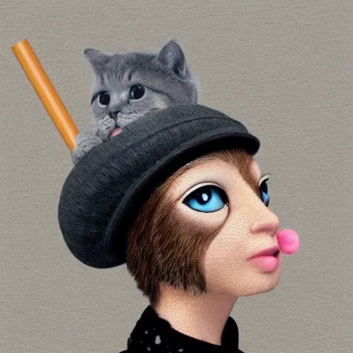 Prompt: professional portrait of a cute cat wearing a grey beret and smoking a cigarette in paris, 8k, ultra intricate, ultra realistic,