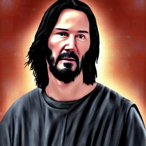 Image similar to Keanu reeves As Jesus Christ digital art