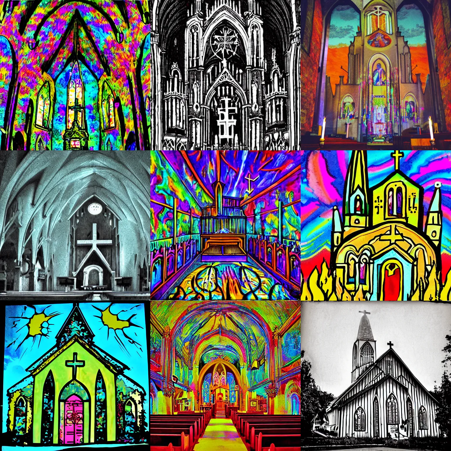 Prompt: church on acid