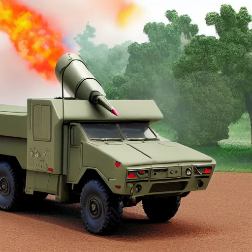 Image similar to HIMARS with missile, Pixar, detailed