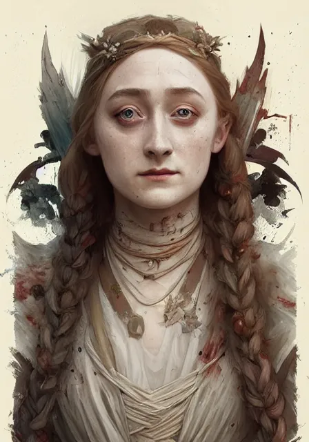 Image similar to sansa saoirse ronan mummy zombie, intricate, elegant, highly detailed, digital painting, artstation, concept art, smooth, sharp focus, illustration, art by artgerm and greg rutkowski and alphonse mucha and william - adolphe bouguereau