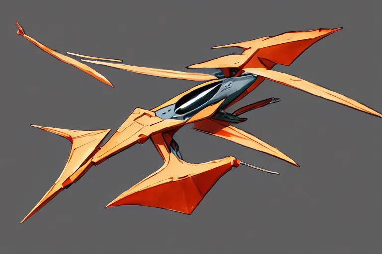 Image similar to a pteranodon mecha fighter boeing concept art