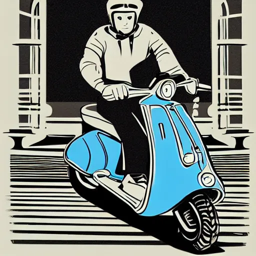 Prompt: lambretta scooter illustration