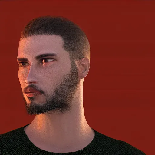 Prompt: profile of a beautiful! male with red mechanical eye!, hyperrealistic HD 8K raytracing, dark background