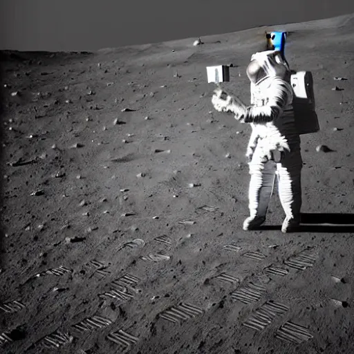 Image similar to a man taking a selfie on the moon, 4 k, high detail, high - resolution photograph, professional photography, ultra - detail