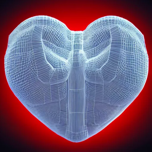 Image similar to hyperrealistic 3D rendered cybernetic heart