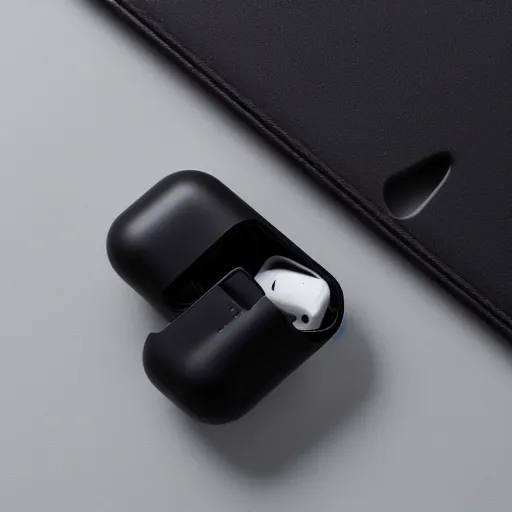 Image similar to black airpods pro case with marshmallow design on the case, studio, product photo