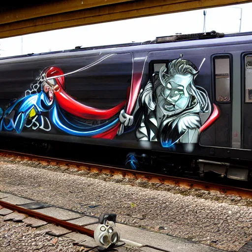 Prompt: train with graffity, hiperrealistic