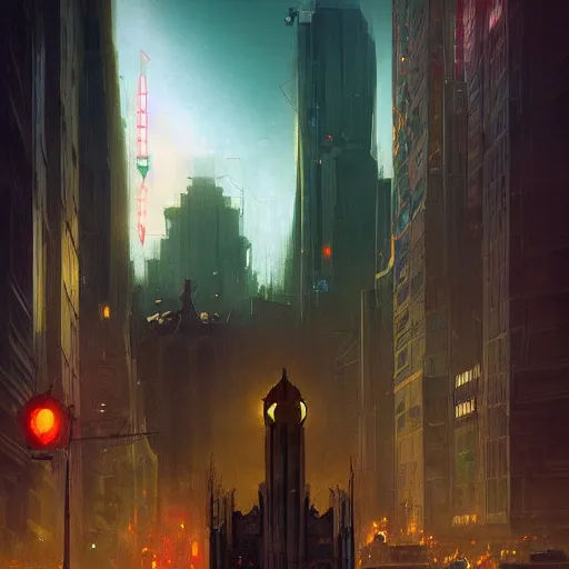Image similar to sinful city , Art Deco, Greg rutkowski Trending artstation, surrealist