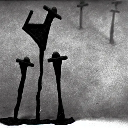 Image similar to world war ii, surrealistic detailed claymation art, dark, moody, foggy