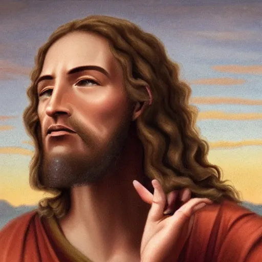 Image similar to jesus christ smoking a blunt, sitting in a wheelchair, biblically accurate