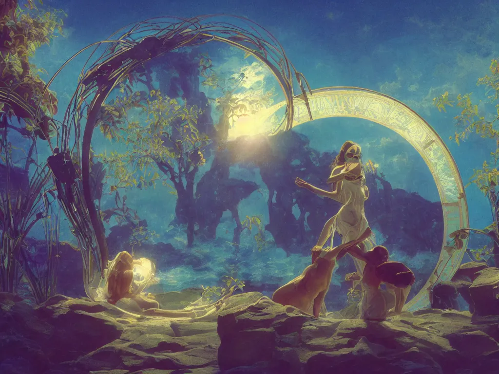 Image similar to the orb of time, sunlight study, art nouveau, by albert bierstadt and ( ( ( ( lisa frank ) ) ) ), 8 k, sharp focus, octane render, ( ( ( ( kauai ) ) ) )