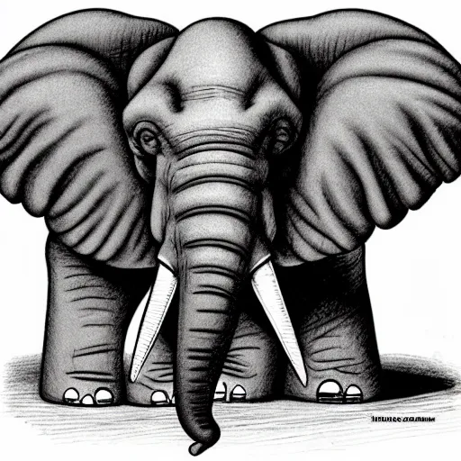 Image similar to an absurd elephant, drawing from the far side