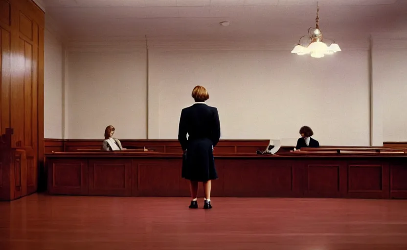 Prompt: a beautiful a man in a skirt in a courtroom, no blur, 4 k resolution, ultra detailed by william eggleston