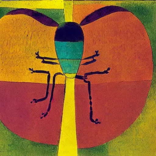 Prompt: a painting of a shiny insect by paul klee, intricate detail