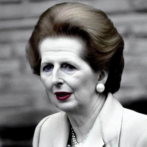 Image similar to margaret thatcher on a rainy day