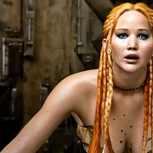 Prompt: promo shot of Jennifer Lawrence as Leelu in a remake of The Fifth Element (2029)