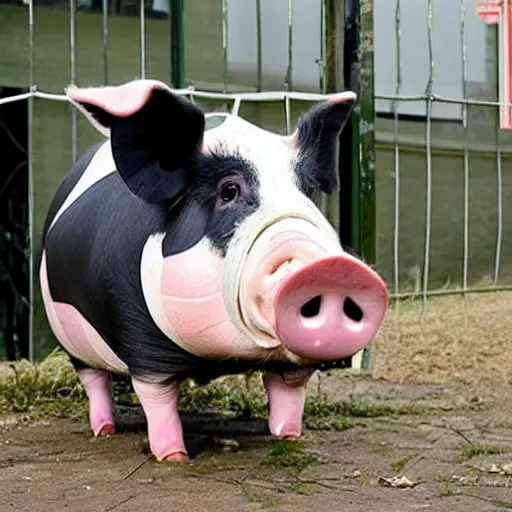 Image similar to pig dressed as a prisoner