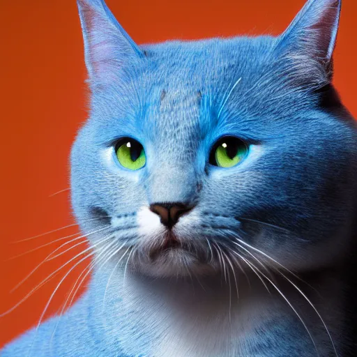 Image similar to photograph of a blue cat, detailed, high quality