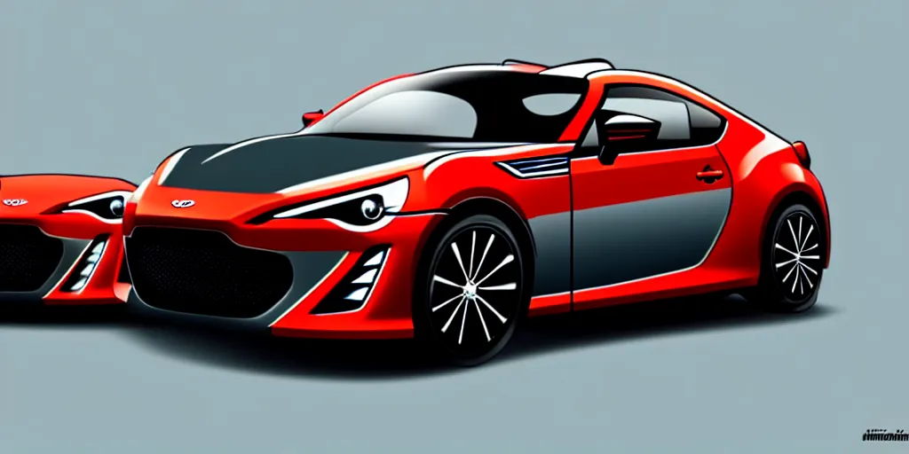 Image similar to hybrid design of Toyota gt86 2015 and Aston Martin 2022. No background, concept art style.