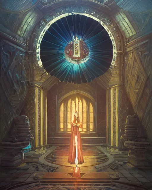 Image similar to highly detailed surreal vfx portrait of a blessed shield in a majestic castle by golden tree, stephen bliss, unreal engine, greg rutkowski, loish, rhads, beeple, makoto shinkai and lois van baarle, ilya kuvshinov, rossdraws, tom bagshaw, alphonse mucha, global illumination, detailed and intricate environment