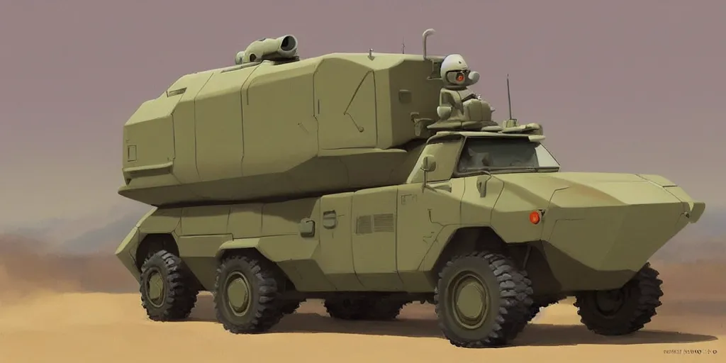 Image similar to cute little himars vehicle by goro fujita