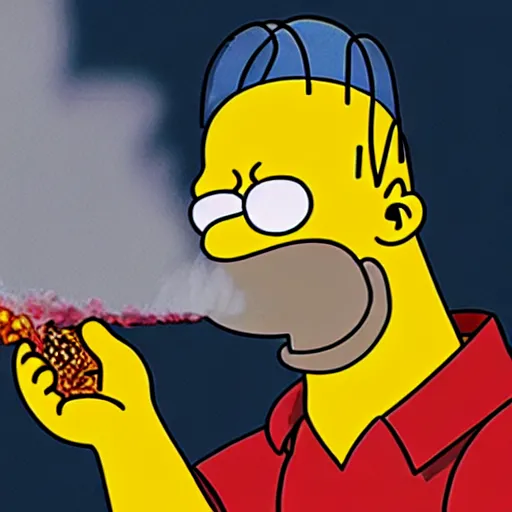 Prompt: homer simpson smoking weed, highly detailed, cinematic