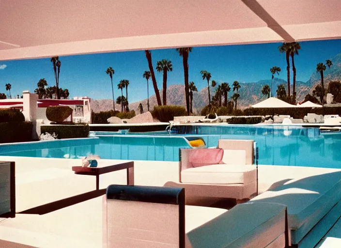Prompt: a detailed photograph of 1 9 7 0 s palm springs neighborhood by slim aarons, photoreal, minimal, getty images, 4 k