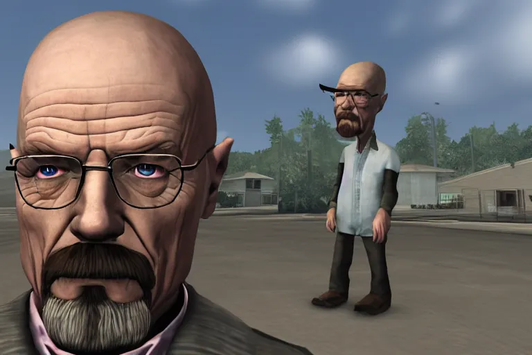 Prompt: Walter White as a character in the video game Garry's Mod,