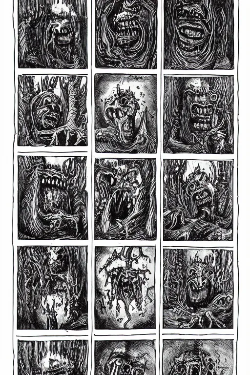 Prompt: disturbing pages from the necronomicon zarono,