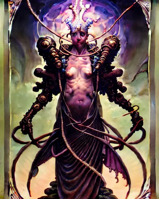 Image similar to the popess tarot card, fantasy character portrait made of fractals, ultra realistic, wide angle, intricate details, the fifth element artifacts, highly detailed by peter mohrbacher, hajime sorayama, wayne barlowe, boris vallejo, aaron horkey, gaston bussiere, craig mullins