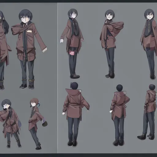 Prompt: anime character model sheet