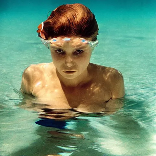 Image similar to underwater photography full portrait of a young beautiful woman swimming by terry o'neill