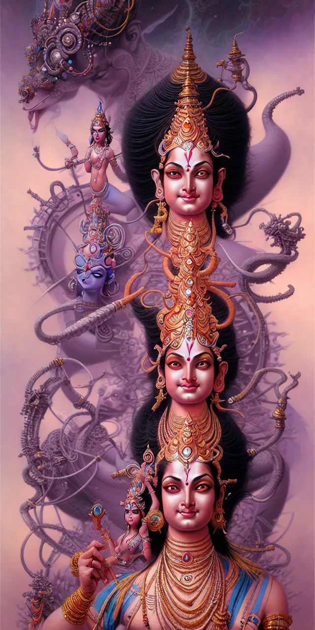 Image similar to beautiful hindu goddess fantasy character portrait, full figure, ultra realistic, intricate details, the fifth element artifacts, highly detailed by peter mohrbacher, hajime sorayama, wayne barlowe, boris vallejo, aaron horkey, gaston bussiere, craig mullins