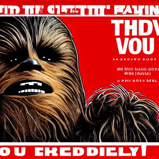 Image similar to chewbacca presidential election poster showing close up of chewbacca face duotone by sheperd fairey