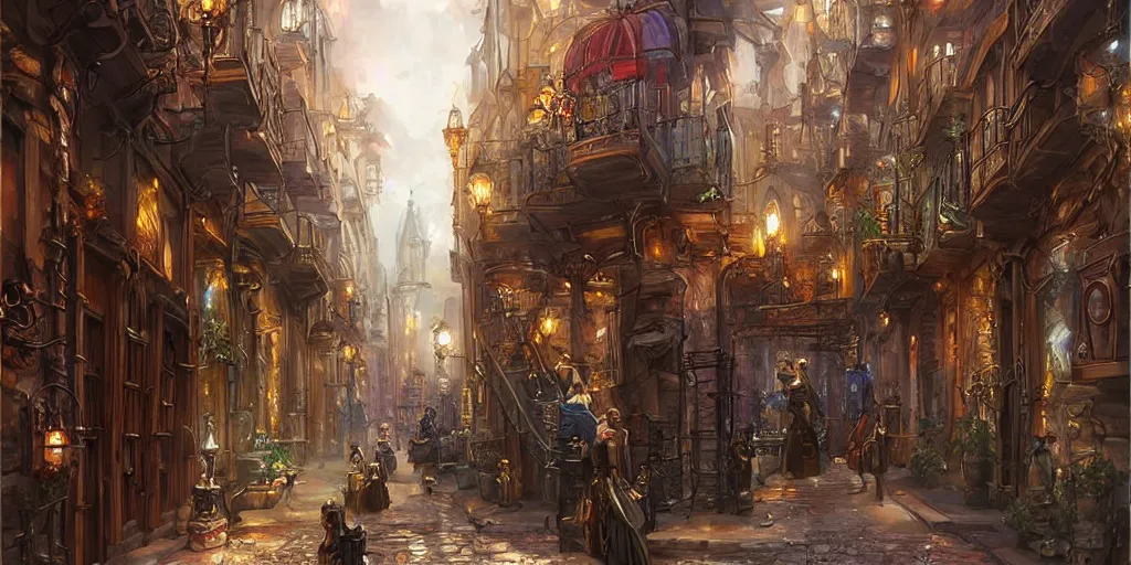 Image similar to Steampunk city alley By Konstantin Razumov, highly detailded