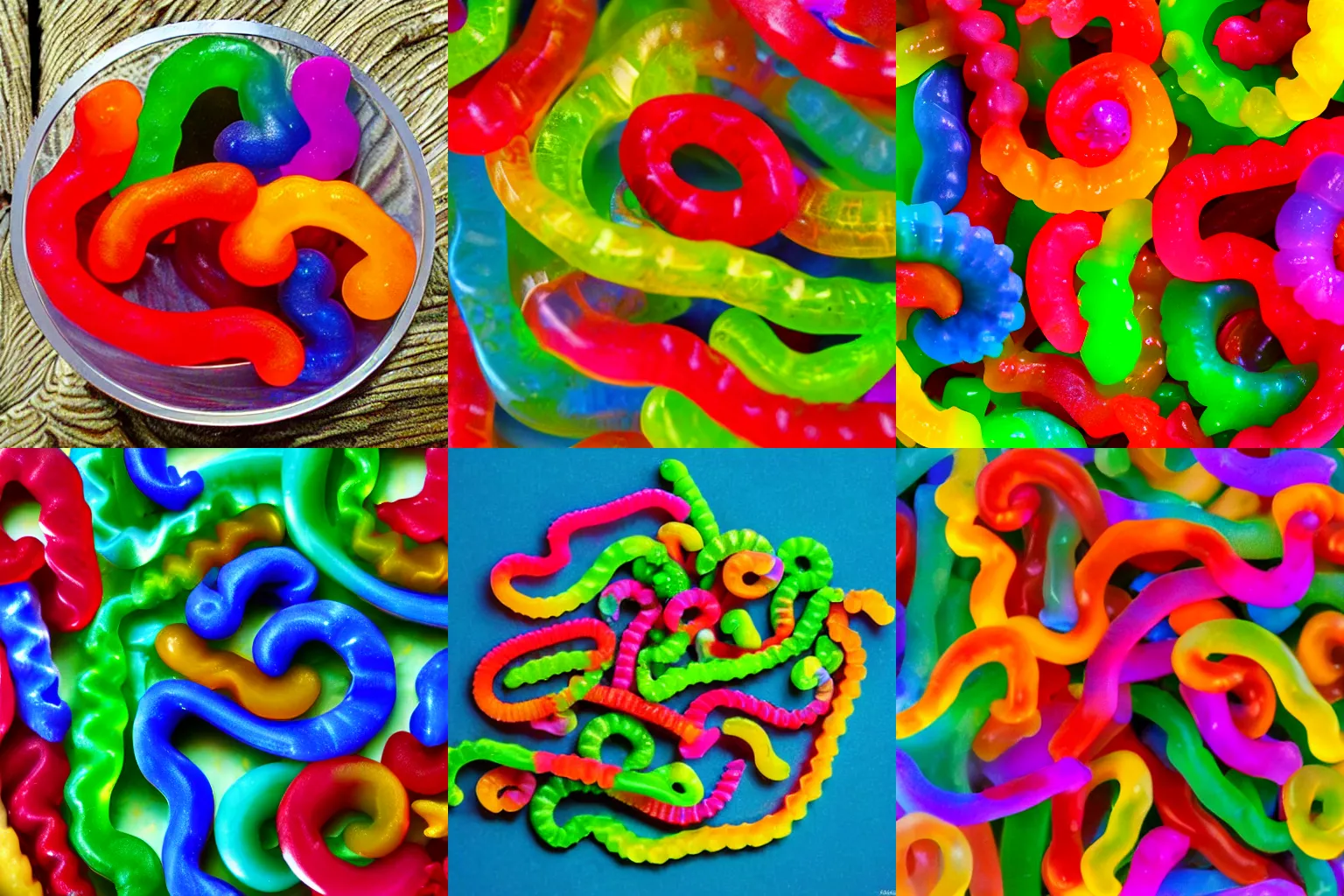 Prompt: fractals of gummi worms