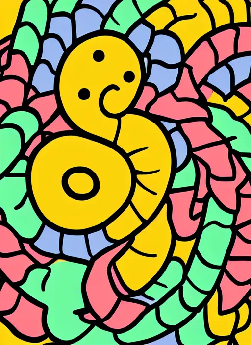 Prompt: a cute worm, digital art, iconic icon, 2 d vector logo, cartoon