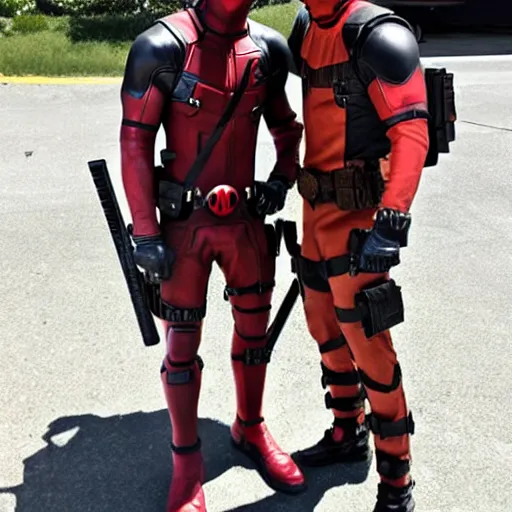 Image similar to deadpool and honey being best friends