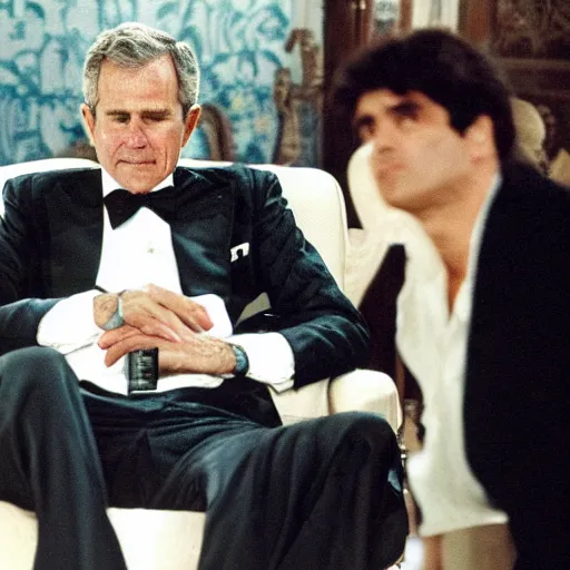 Image similar to ! dream still of george bush as tony montana