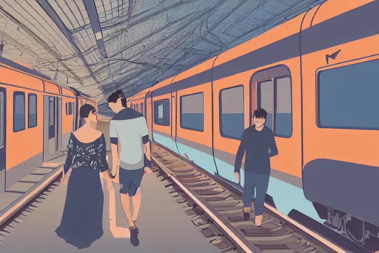 Image similar to vfx movie couple in a train station flat color profile