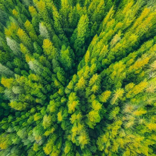 Image similar to an aerial shot of a forest in daytime, realistic