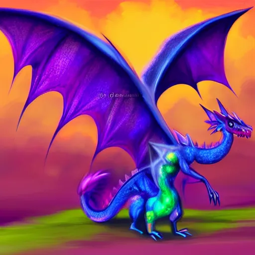 Image similar to full body digital illustration of a cute colorful baby dragon with faerie wings, concept art, matte background, deviantArt, artstation