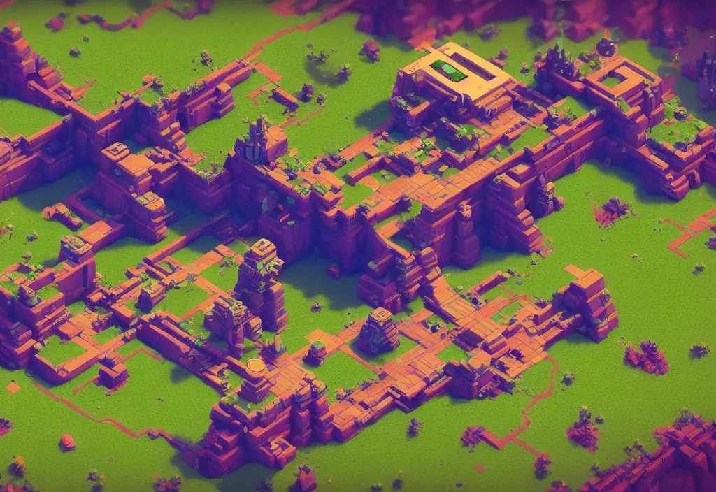 Image similar to isometric magicavoxel no mans sky castle cinematic lighting, 4k