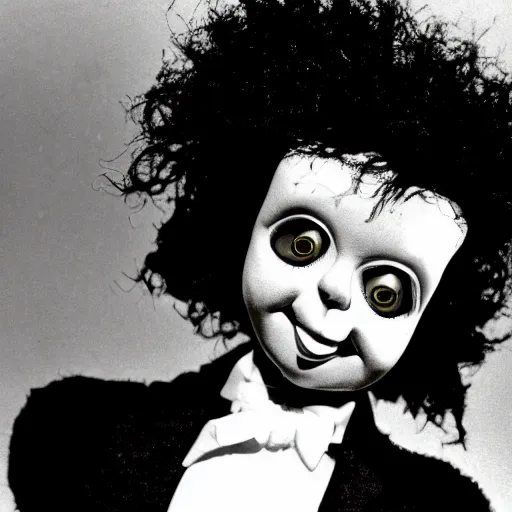 Image similar to ultra high detailed stunning portrait of a ventriloquist dummy in eraserhead, scary, horrifying, creepy