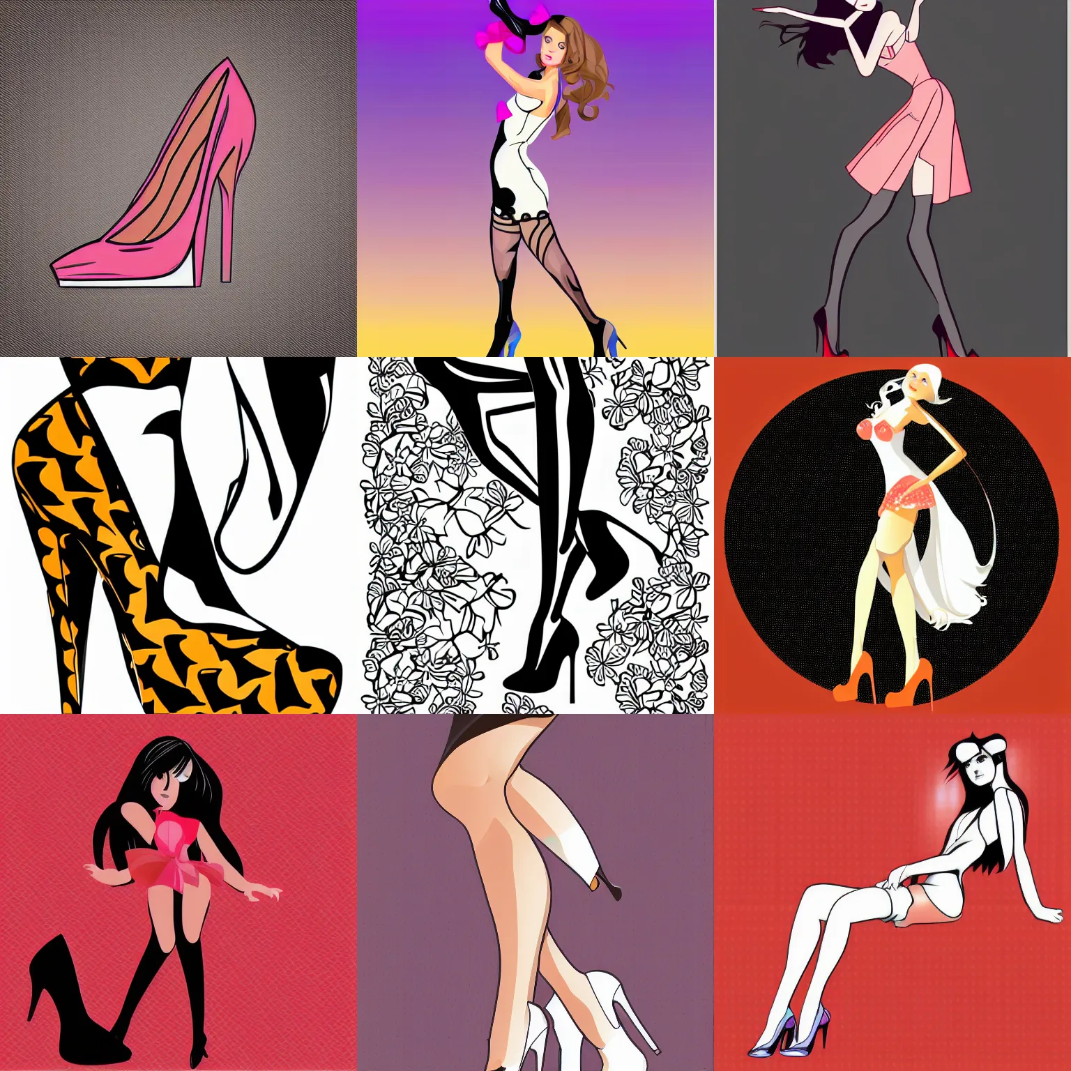 Prompt: bunny girl with high heels,full shot ,vector art