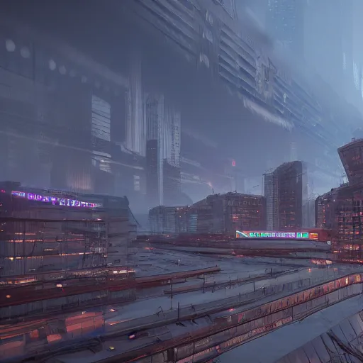 Image similar to norilsk orbit city cityscape, environmental concept art, rendered in unreal engine, cyberpunk