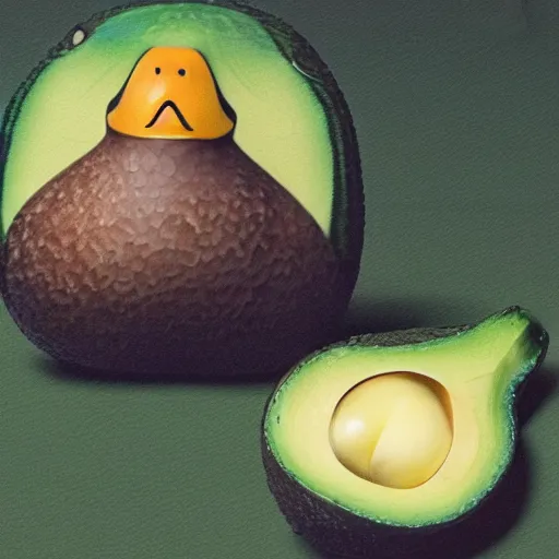 Prompt: a mallard duck that is also an avocado, japanese cute style, highly detailed, 8k, kawaii, anime, pokemon