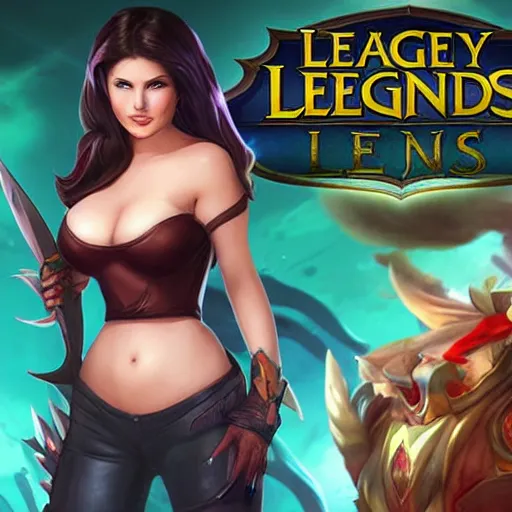 Prompt: amanda cerny as a character in the game league of legends, with a background based on the game league of legends, detailed face